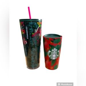 Starbucks Christmas Set 24oz Cold Brew Tumbler & 12oz Hot Tumbler New